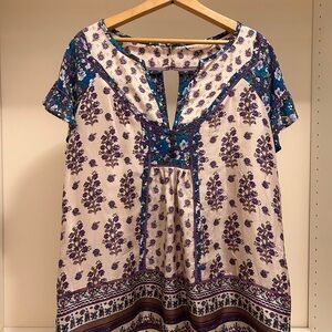 Rebecca Taylor Purple and Blue Floral Tunic Top
